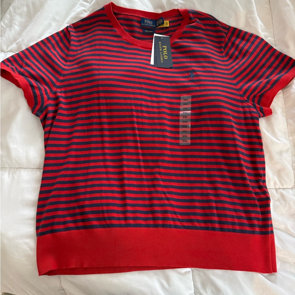 Ralph Lauren Red and Navy Striped Tee